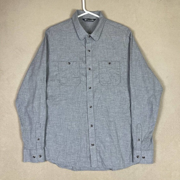 Travis Mathew Other - Travis Mathew Mens L Long Sleeve Button Up Shirt Gray 100%‎ Cotton Chest Pocket